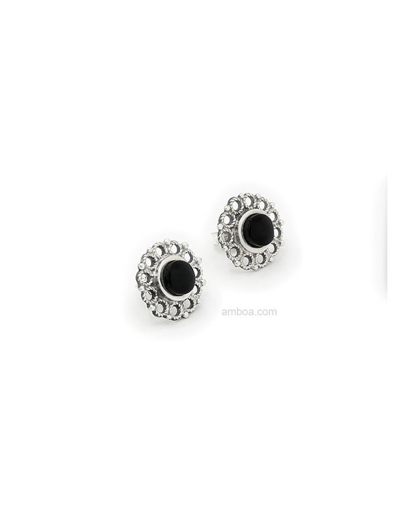 pendientes plata azabache