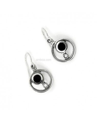 pendientes plata azabache