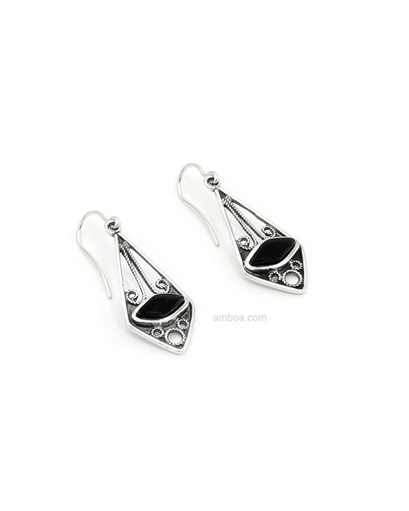 pendientes plata azabache