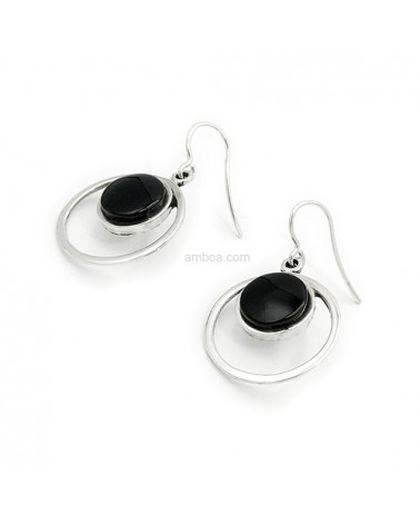 pendientes plata azabache