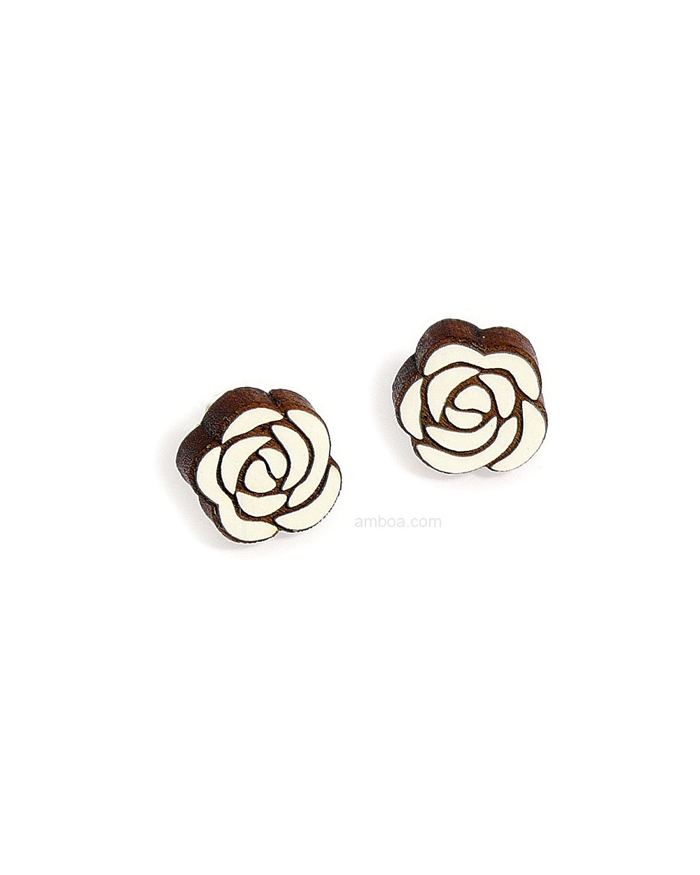 Pendientes Camelia Madera mini blanco