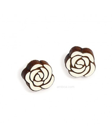 Pendientes Camelia Madera mini blanco