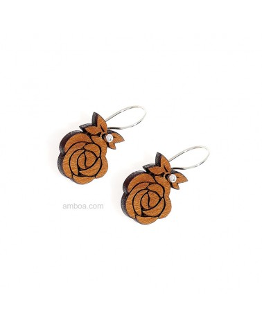 Pendientes Silvereira Camelia Madera Plata cerezo