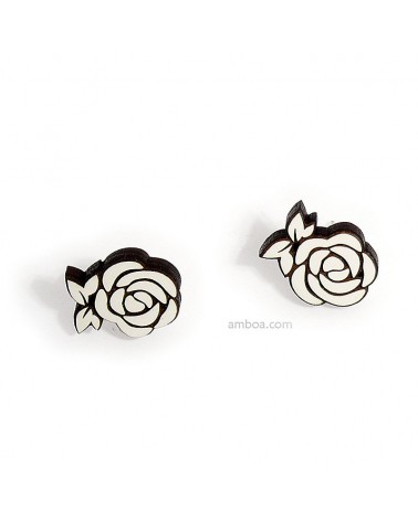 Pendientes Silvereira Camelia Madera Plata blanco