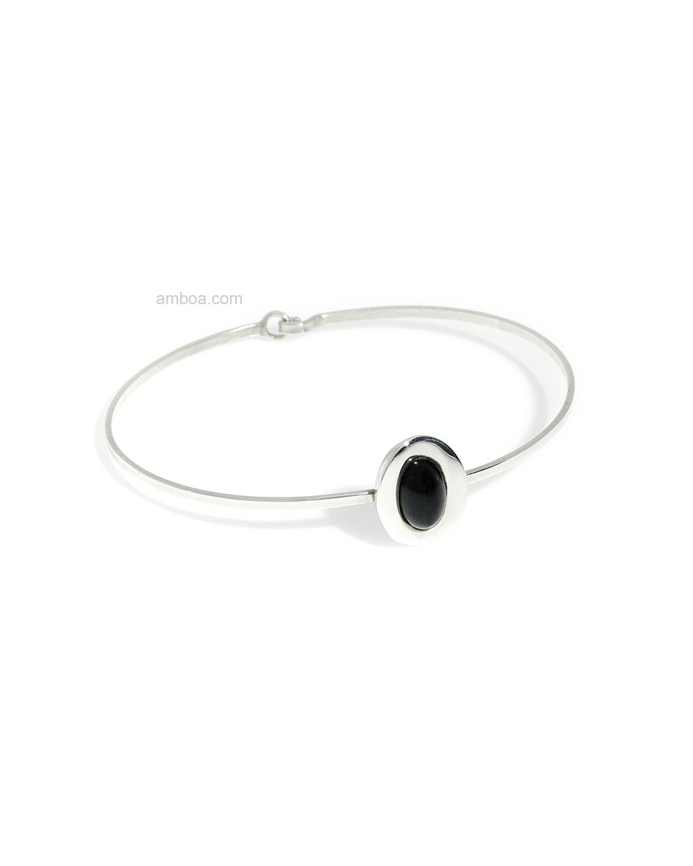 Pulsera Plata y Azabache Oval  Mini