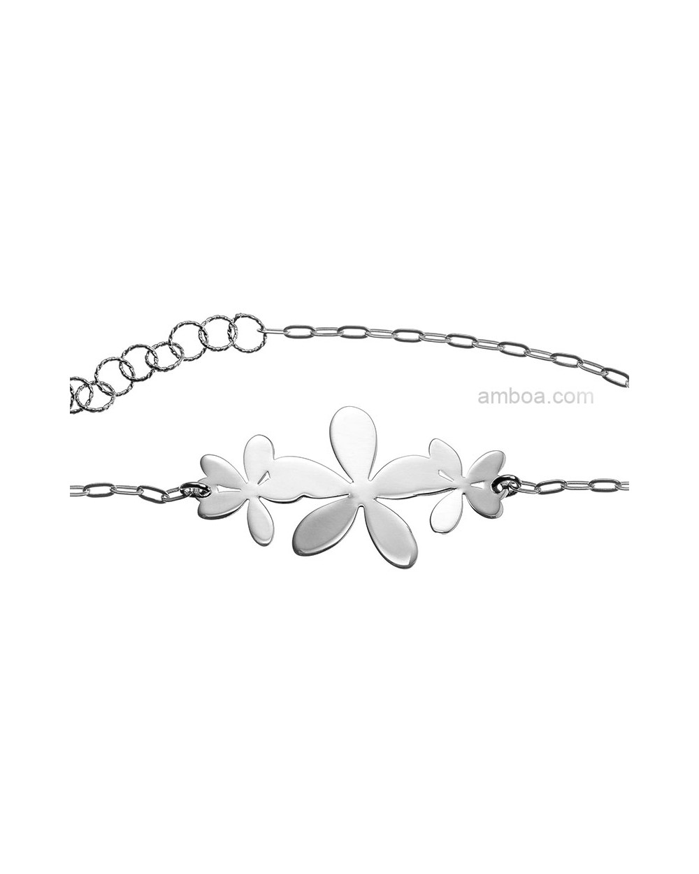 Pulsera Flor triple Plata