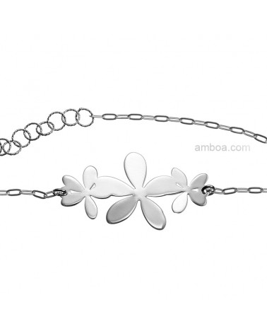 Pulsera Flor triple Plata