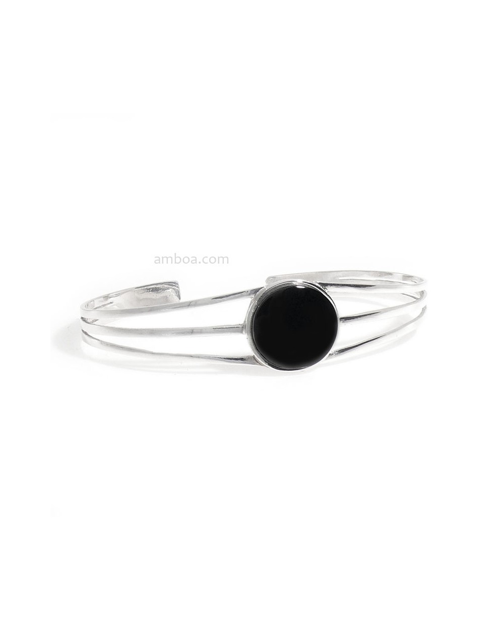 Pulsera Plata y Azabache Circular