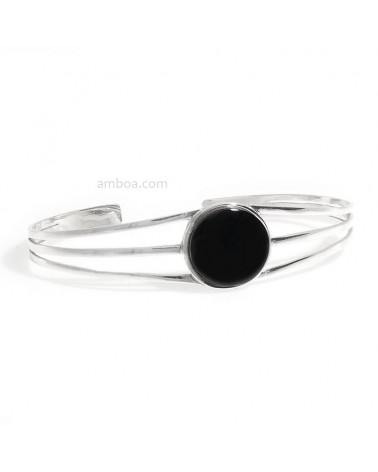 Pulsera Plata y Azabache Circular