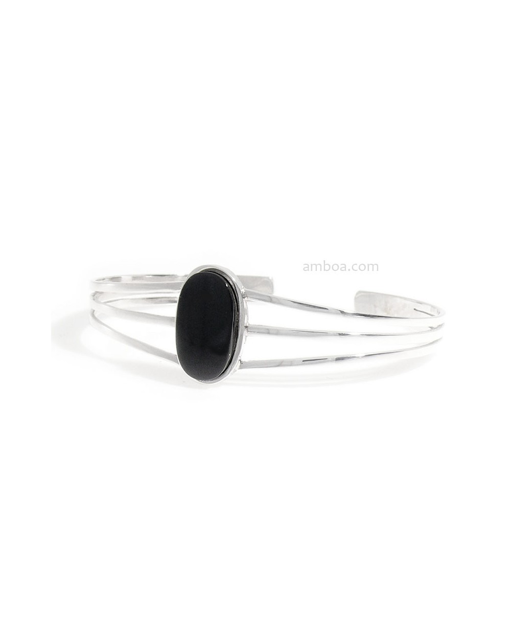 Pulsera Plata y Azabache Oval