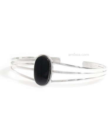 Pulsera Plata y Azabache Oval