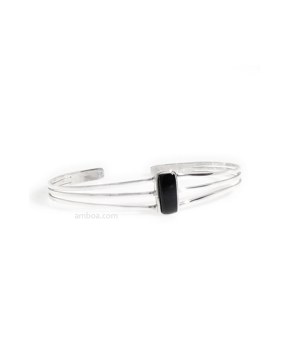 Pulsera Plata y Azabache Rectangular