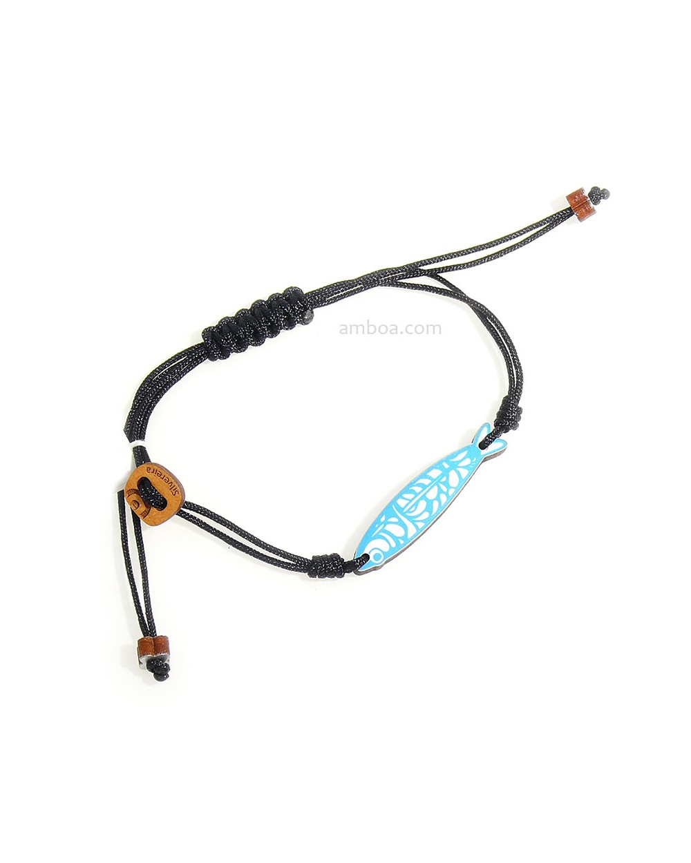 Pulsera Sardina Madera y Macrame Azul