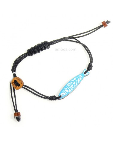 Pulsera Sardina Madera y Macrame Azul