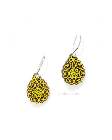 Pendientes FILIGRANA Madera Plata Amarillo