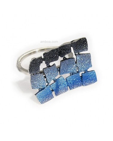 Anillo Mosaico orfega plata azul