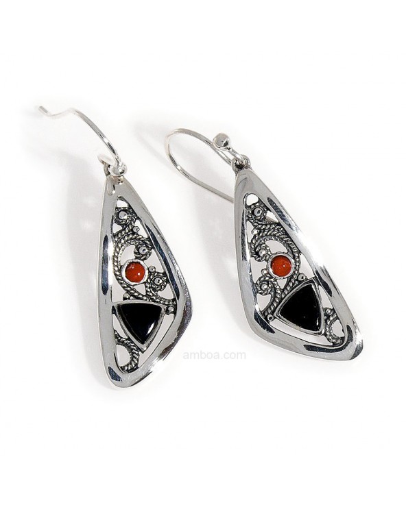 Pendientes Plata Azabache presion fink intemporal