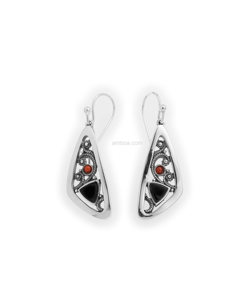 Pendientes Plata Azabache gancho fink intemporal