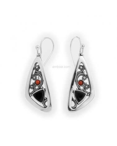 Pendientes Plata Azabache gancho fink intemporal